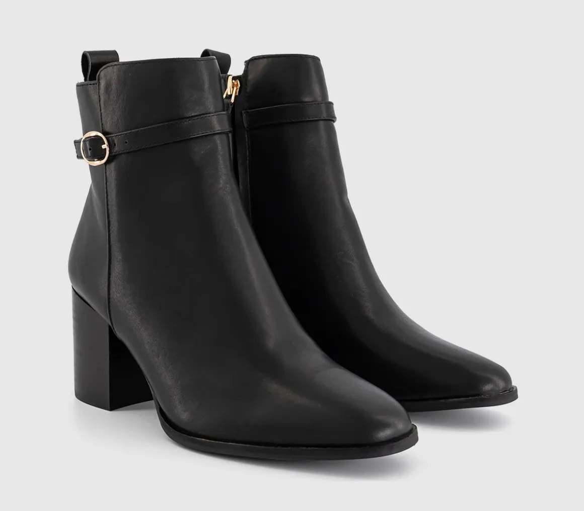 Abbey Buckle Detail Heeled Ankle Boots