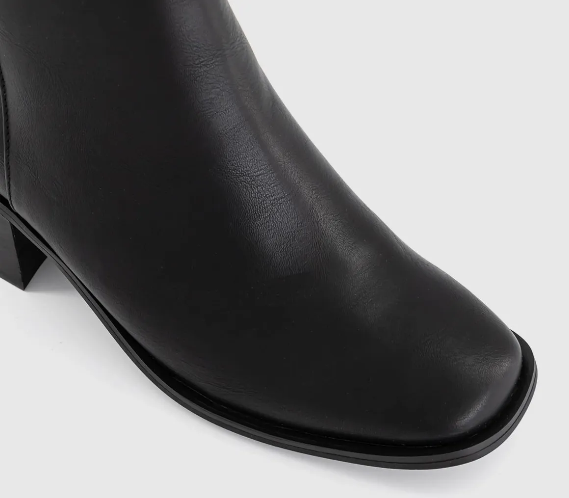 Abi Mid Heel Square Toe Block Heel Ankle Boots