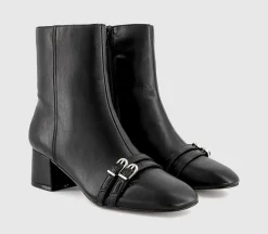 Aris Block Heel Buckle Detail Boots