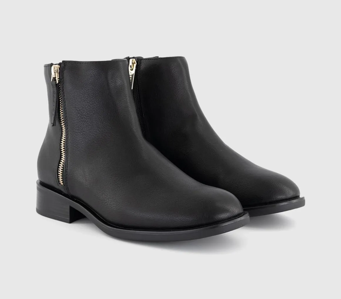 Aubrey Zip Detail Flat Ankle Boots