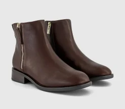 Aubrey Zip Detail Flat Ankle Boots