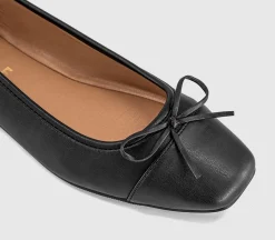 Fan Girl Square Toe Bow Ballet Pumps