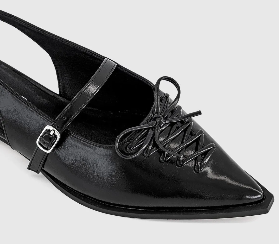 Fantasy - Lace Up Detail Pointed Slingback Flats