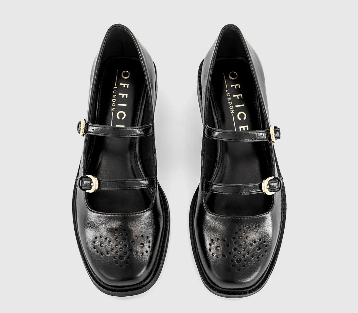 Farah Brogue Detail Double Strap Mary Janes