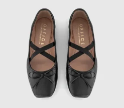 Fate Elastic Cross Strap Square Toe Ballerina Flats