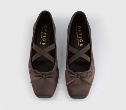 Fate Elastic Cross Strap Square Toe Ballerina Flats