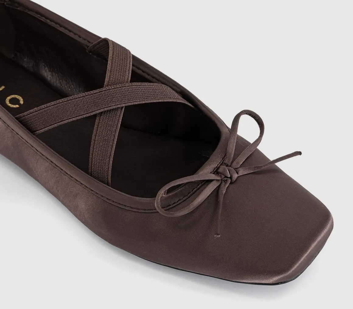 Fate Elastic Cross Strap Square Toe Ballerina Flats