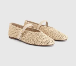 Feather Knitted Mary Jane Ballet Pumps