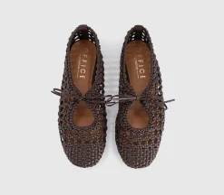 Fiore Woven Tie Up Ballerina Flats