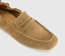 Fondant Square Toe Ruched Loafers
