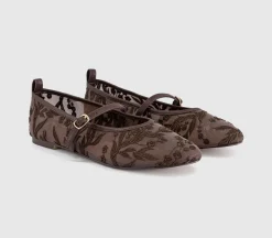Forest Embroidered Mary Janes Ballet Pumps