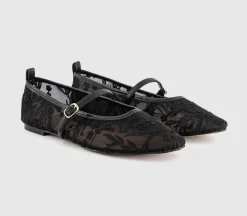 Forest Embroidered Mary Janes Ballet Pumps