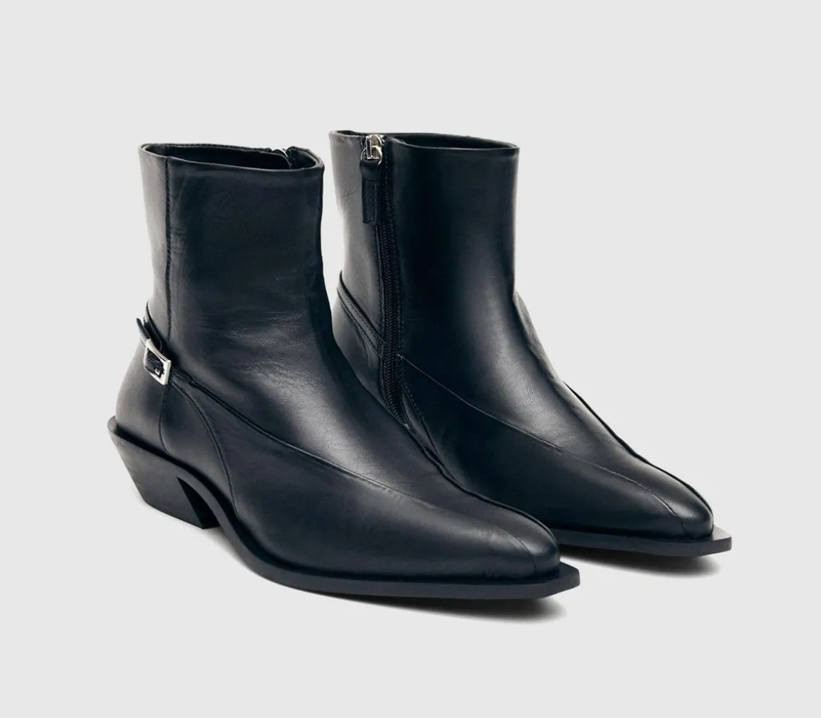 Lizzie Black Buckle Boots