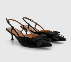 Magical Bow Trim Slingback Court Heels