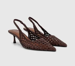 Malaga Basket Weave Slingback Kitten Heels