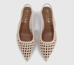 Malaga Basket Weave Slingback Kitten Heels