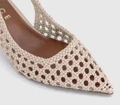 Malaga Basket Weave Slingback Kitten Heels