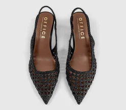 Malaga Basket Weave Slingback Kitten Heels