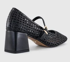Mara Basket Weave Heeled Mary Janes
