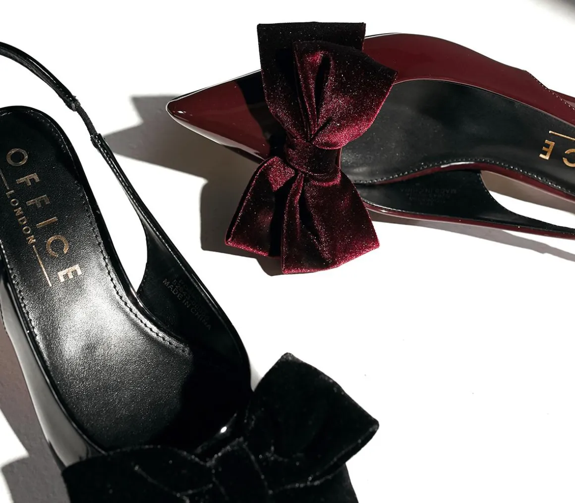 Marilyn Velvet Bow Slingback Court Heels