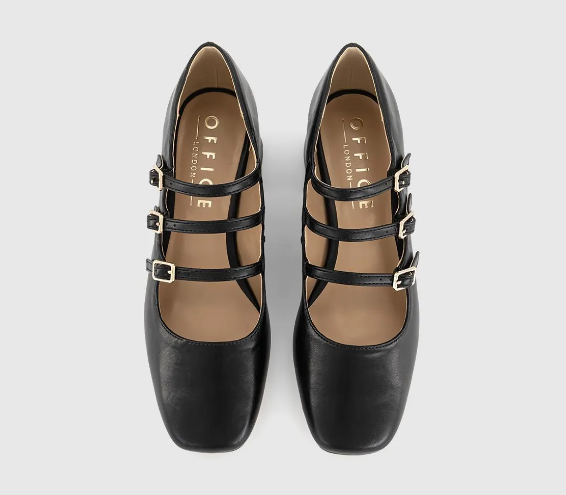 Marvellous Triple Stap Mary Jane Block Heels