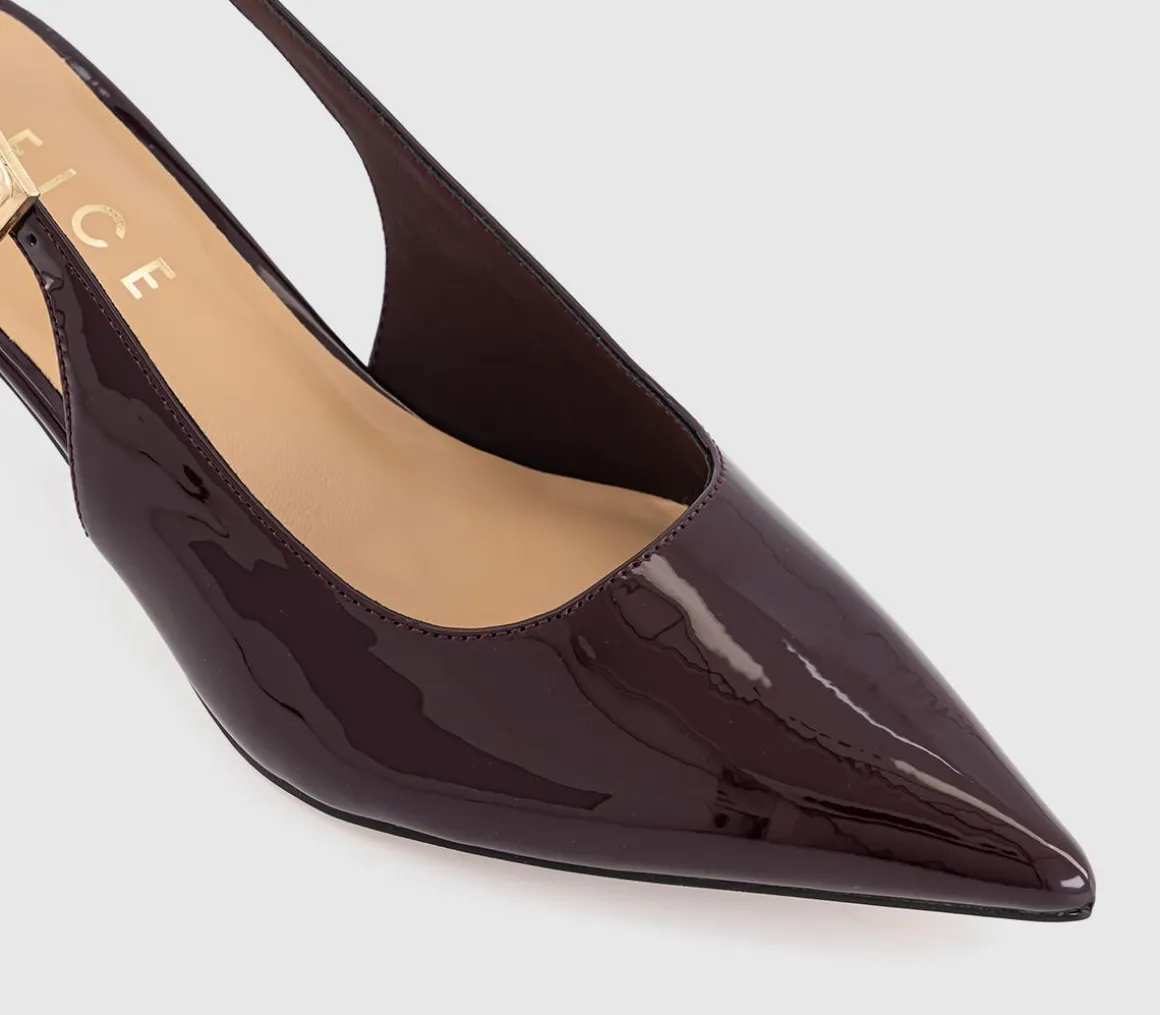 Metro Buckle Detail Slingback Kitten Heels