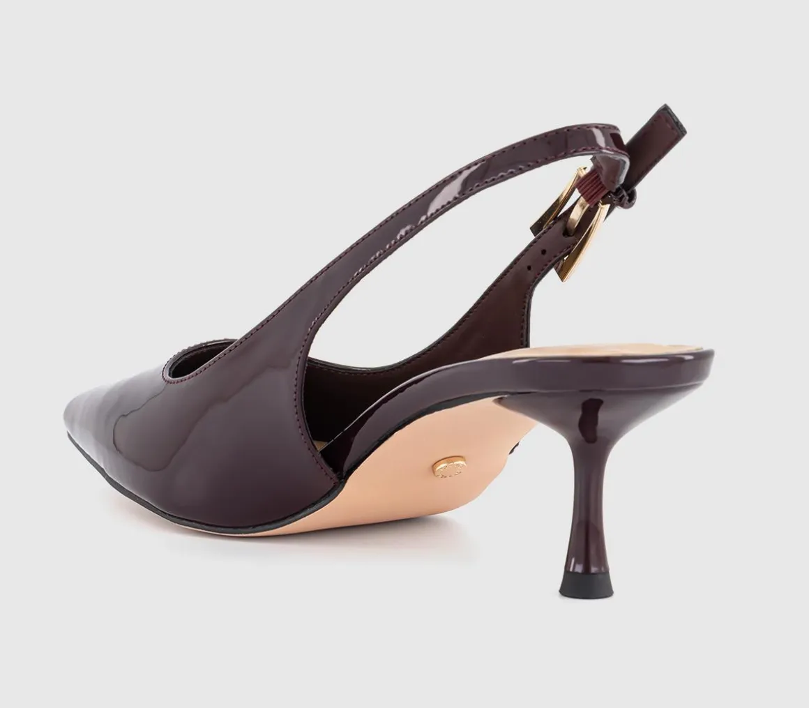 Metro Buckle Detail Slingback Kitten Heels