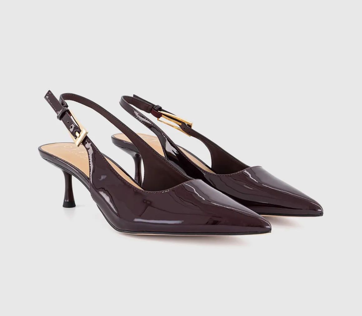 Metro Buckle Detail Slingback Kitten Heels