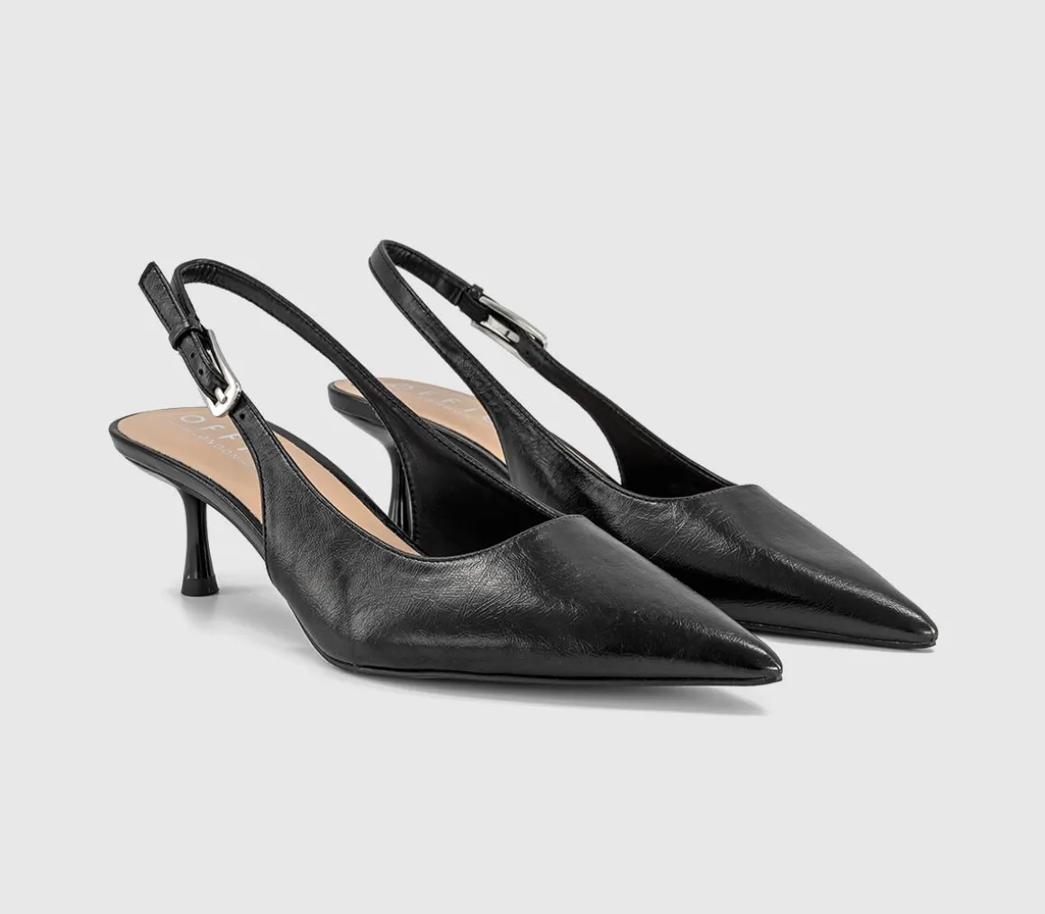 Metropolitan Buckle Detail Slingback Kitten Heels