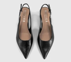 Metropolitan Buckle Detail Slingback Kitten Heels