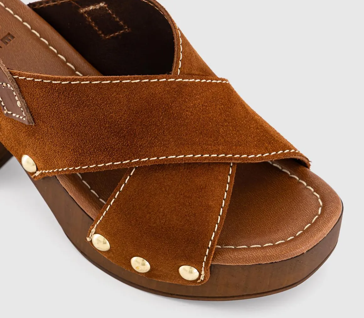 Miley Cross Over Wood Effect Heeled Sandals