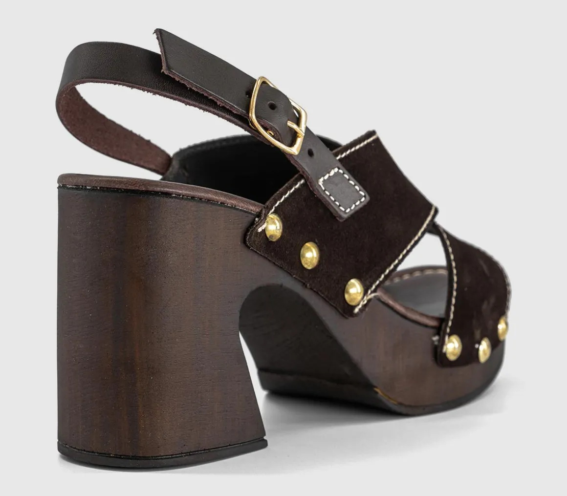 Miley Cross Over Wood Effect Heeled Sandals