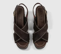 Miley Cross Over Wood Effect Heeled Sandals