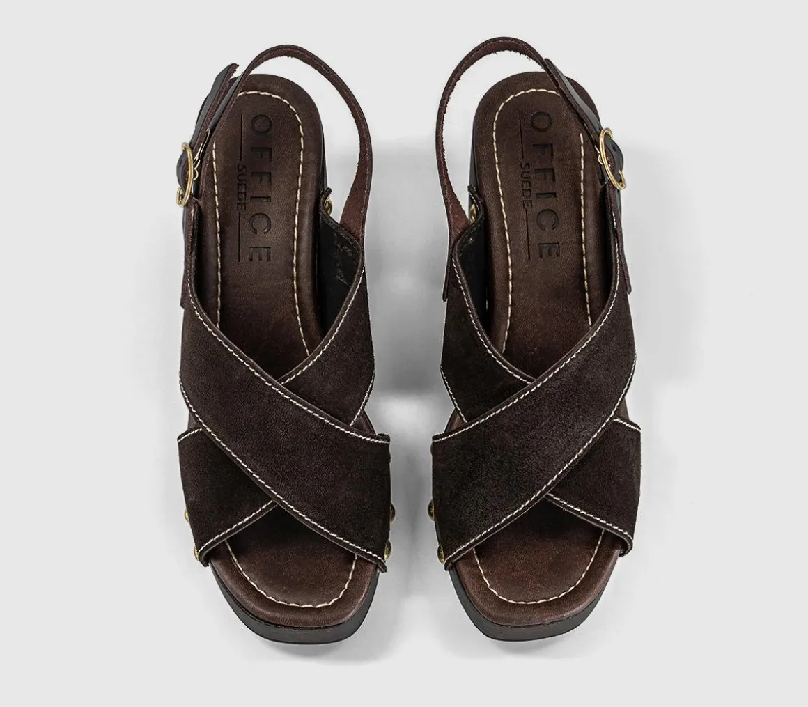 Miley Cross Over Wood Effect Heeled Sandals