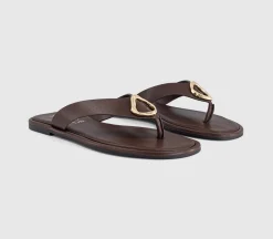 Saffron Metal Trim Detail Toepost Sandals