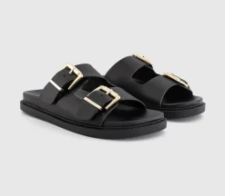 Shae Double Buckle Footbed Sliders