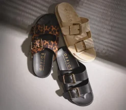 Shae Double Buckle Footbed Sliders