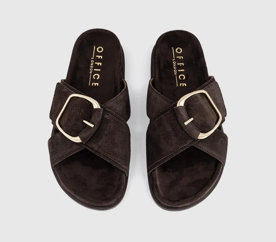 Sia Cross Over Buckle Footbed Sliders
