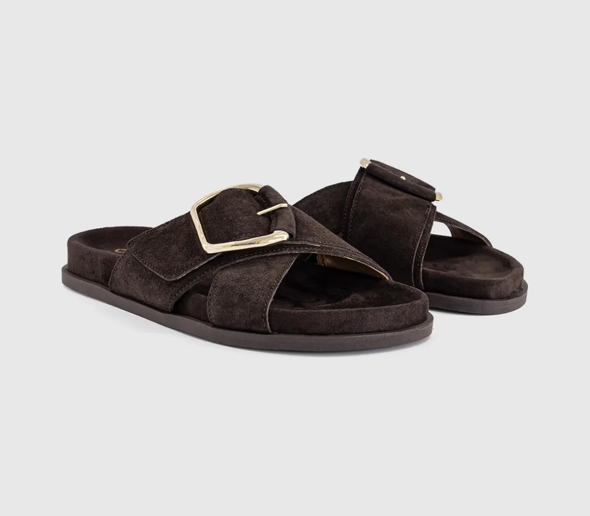 Sia Cross Over Buckle Footbed Sliders