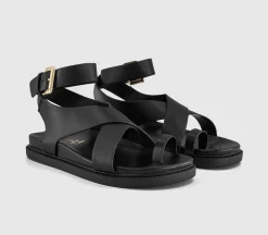 Simone Toe Loop Ankle Strap Footbed Sandals