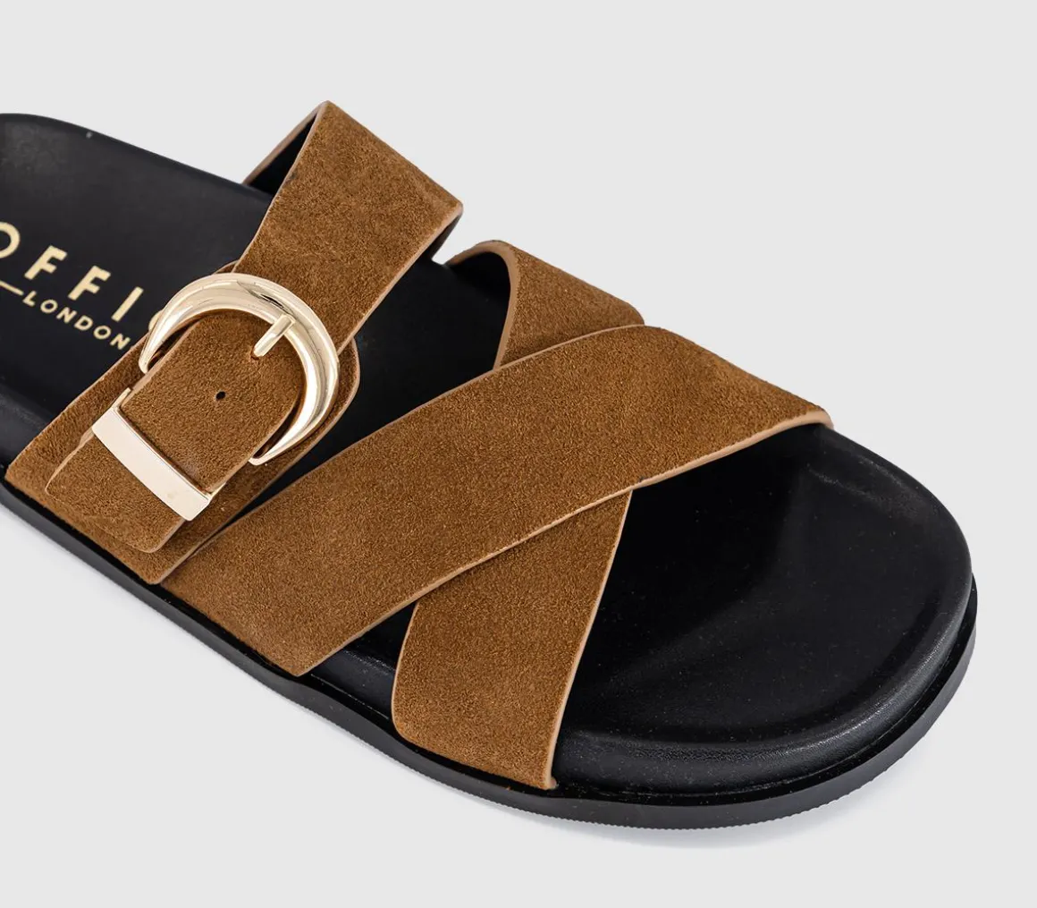 Stella Cross Strap Buckle Detail Footbed Sliders