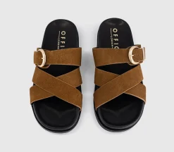 Stella Cross Strap Buckle Detail Footbed Sliders