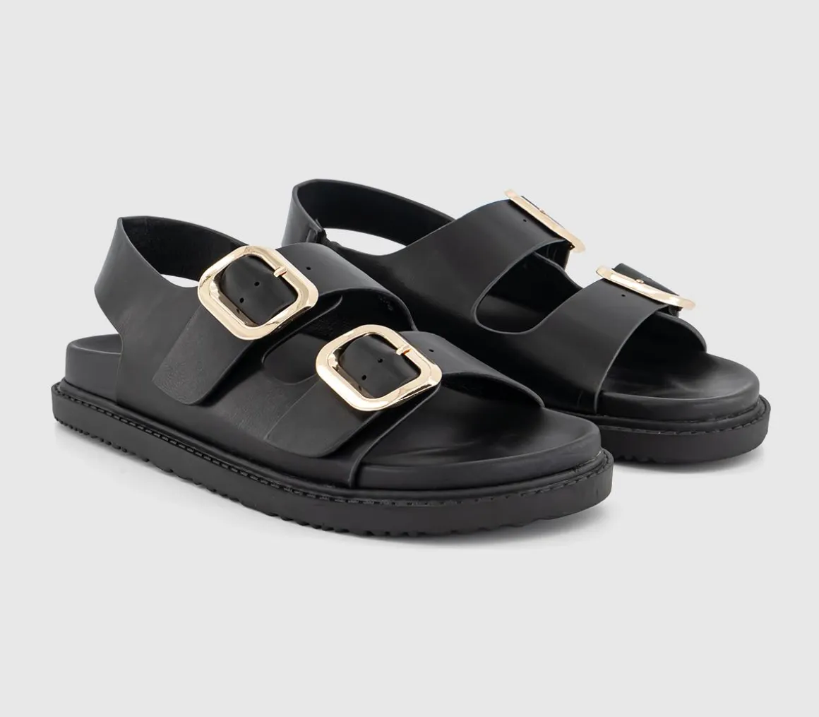 Sunny Double Buckle Strap Slingback Footbed Sandals