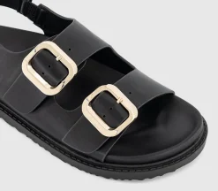 Sunny Double Buckle Strap Slingback Footbed Sandals