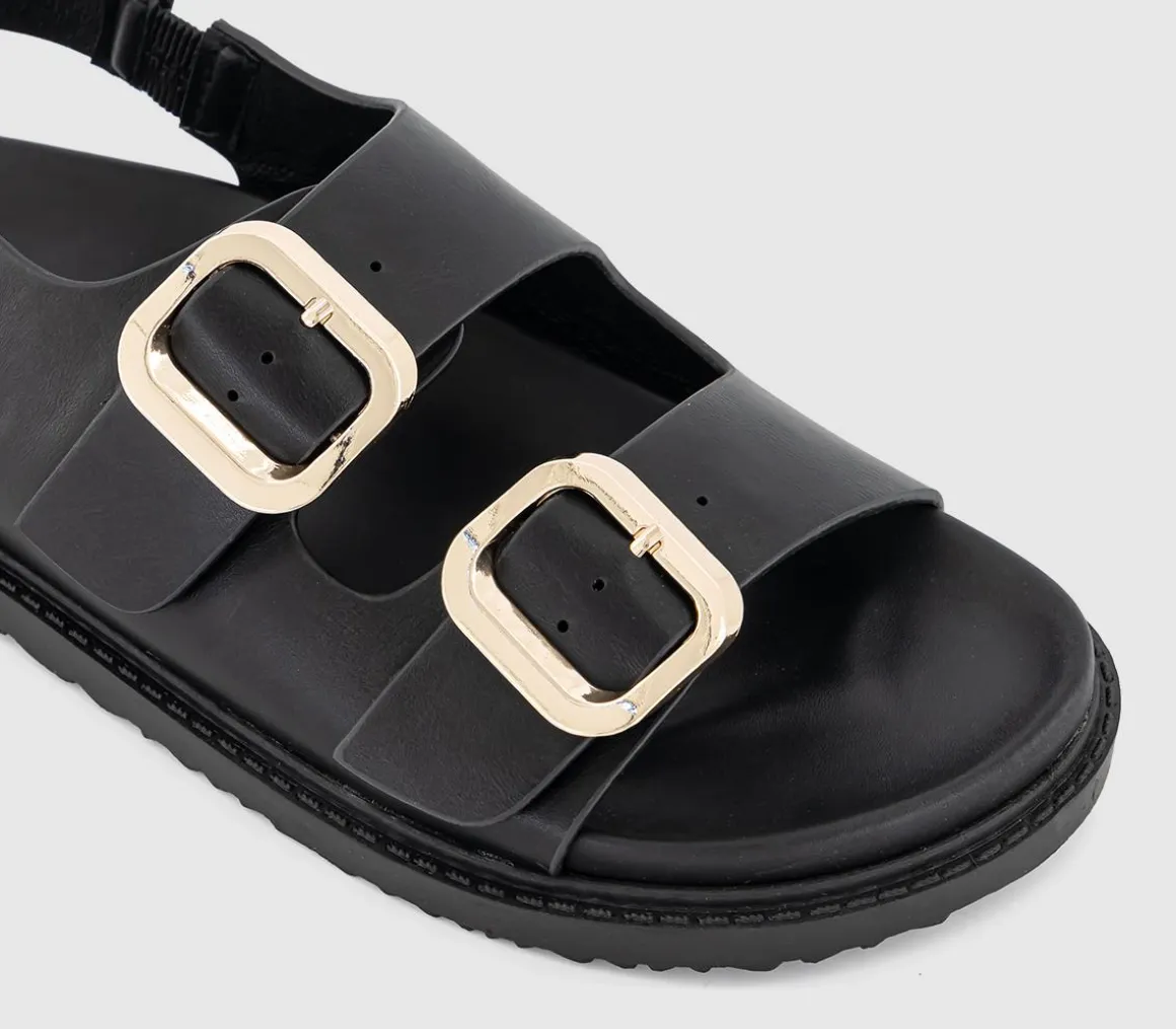 Sunny Double Buckle Strap Slingback Footbed Sandals